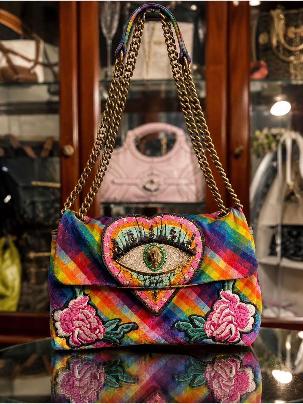 RARE Kurt Geiger London Kensington Rainbow Evil Eye REHAB Shoulder Bag